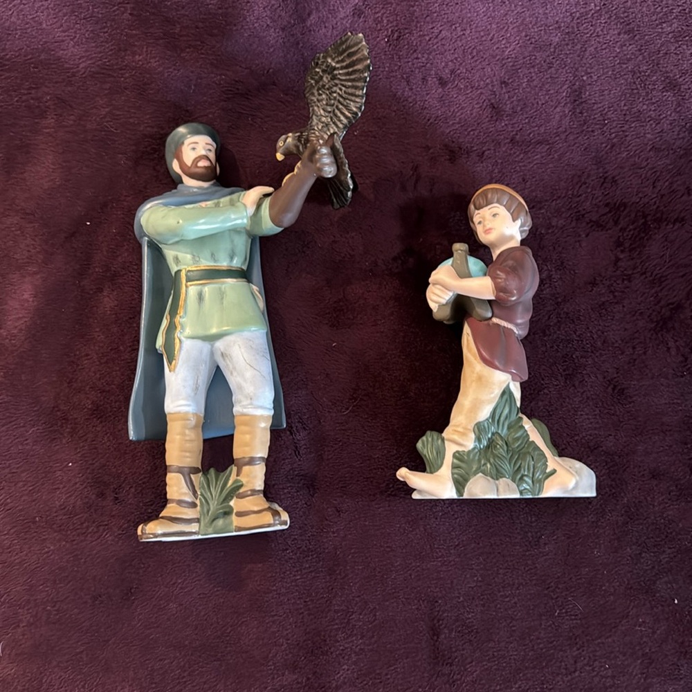 Hawthorne house Thomas Kincaide nativity”Falconer & Stable Boy” EUC